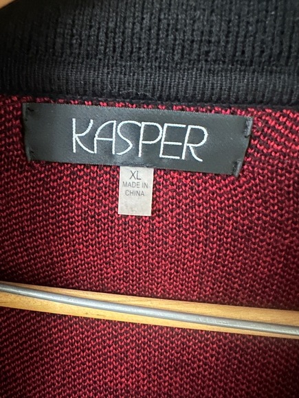 Kasper Womens Duster Size XL Cardigan Patchwork Collared Open Wool Acrylic Blend - Picture 4 of 9